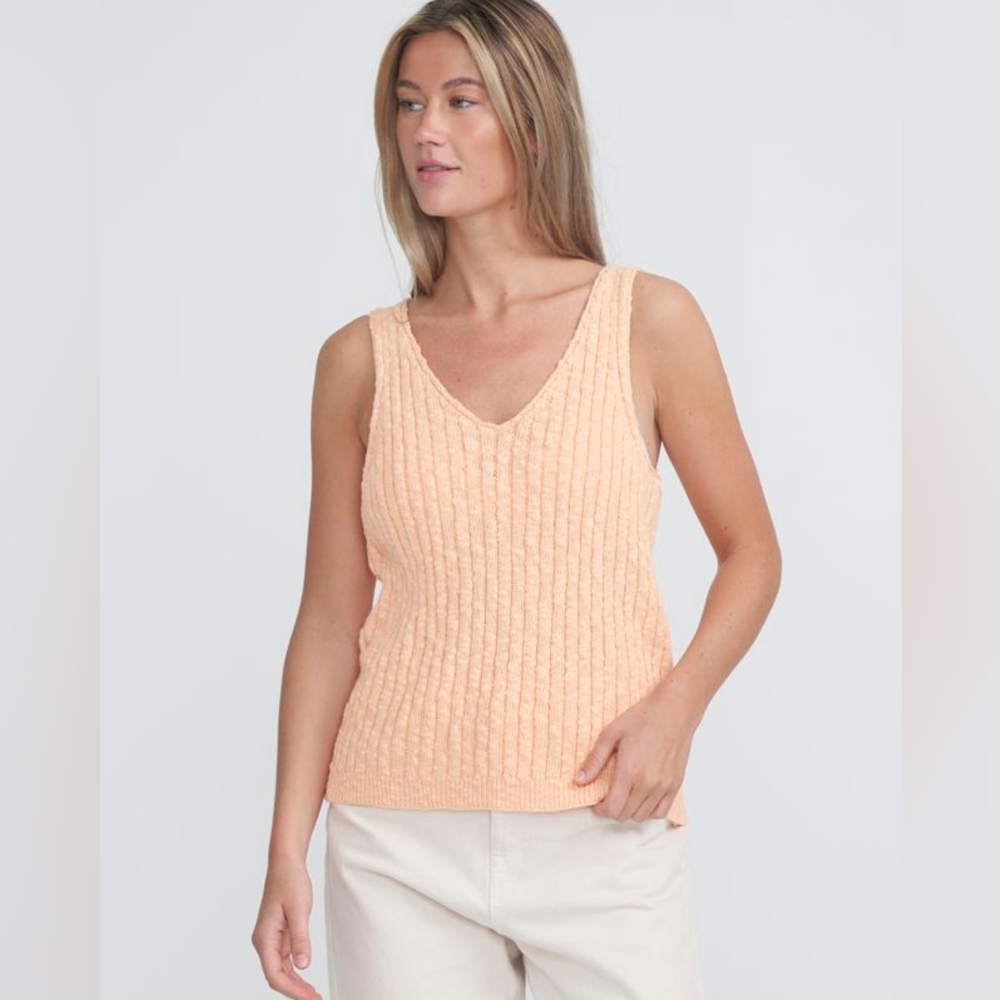 🧡 Holebrook Sweden 100% Cotton Madde V-Neck Knit Tank Top, L, NWT